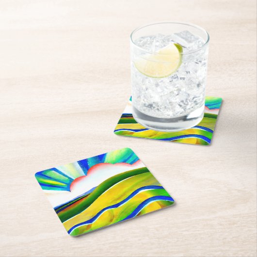 Rainbow Sunburst Landscape Kartonnen Onderzetters (Insitu)