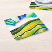 Rainbow Sunburst Landscape Kartonnen Onderzetters (Schuin)