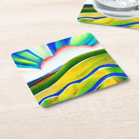 Rainbow Sunburst Landscape Kartonnen Onderzetters (Schuin)