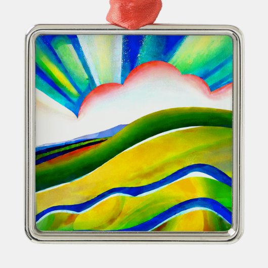 Rainbow Sunburst Landscape Metalen Ornament (Voorkant)