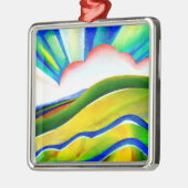 Rainbow Sunburst Landscape Metalen Ornament (Links)
