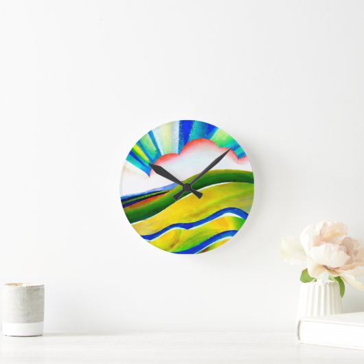 Rainbow Sunburst Landscape Ronde Klok (Huis)