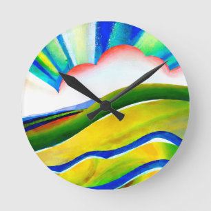 Rainbow Sunburst Landscape Ronde Klok