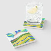 Rainbow Sunburst Landscape Stenen Onderzetter (Zijkant)