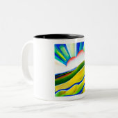 Rainbow Sunburst Landscape Tweekleurige Koffiemok (Voorkant links)