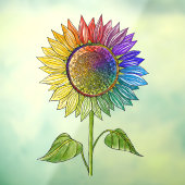 Rainbow Sunflower Art Colorful Summer Floral Pride Raamsticker (Vel 3)