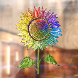 Rainbow Sunflower Art Colorful Summer Floral Pride Raamsticker