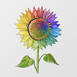 Rainbow Sunflower Art Colorful Summer Floral Pride Raamsticker