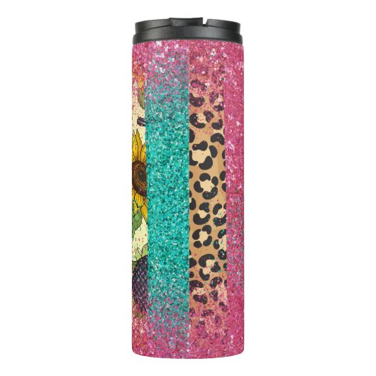 Rainbow Sunflower Leopard Mam's Life Thermosbeker (Achterkant)