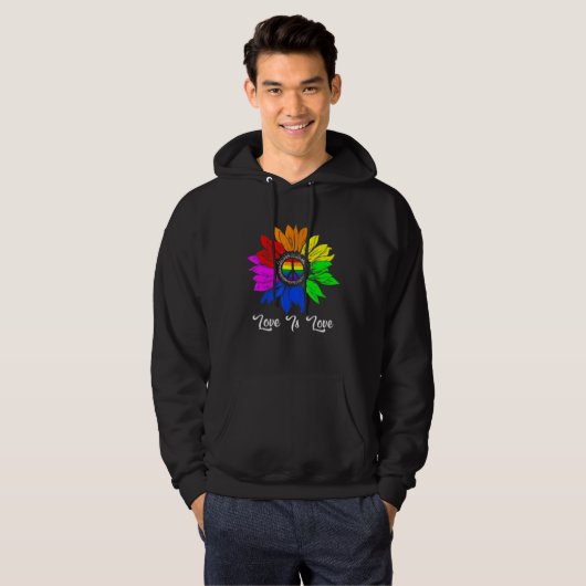 Rainbow Sunflower Love is Love Lgbt Gay Lesbian Pr Hoodie (Voorkant volledig)