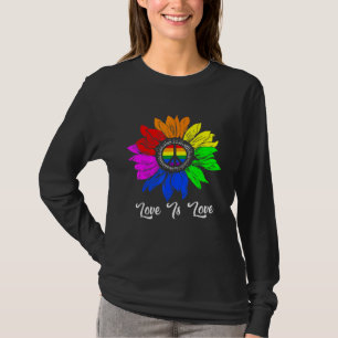 Rainbow Sunflower Love is Love Lgbt Gay Lesbian Pr T-shirt