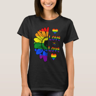 Rainbow Sunflower Love is Love Lgbt Gay Lesbian Pr T-shirt