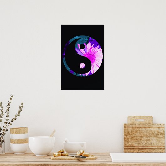 Rainbow Sunflower Yin Yang Poster (Keuken)