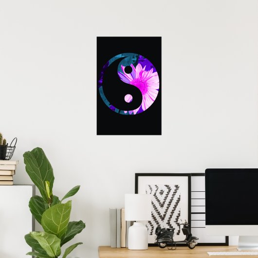 Rainbow Sunflower Yin Yang Poster (Thuiskantoor)
