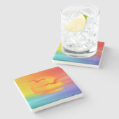 Rainbow Sunrise  Stenen Onderzetter (Zijkant)