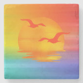 Rainbow Sunrise Stenen Onderzetter (Voorkant)