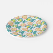 Rainbow & Suns Blue 1st Birthday Waterverf Papieren Bordje (Gekanteld)