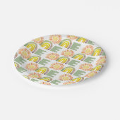 Rainbow & Suns Green 1st Birthday Waterverf Papieren Bordje (Gekanteld)