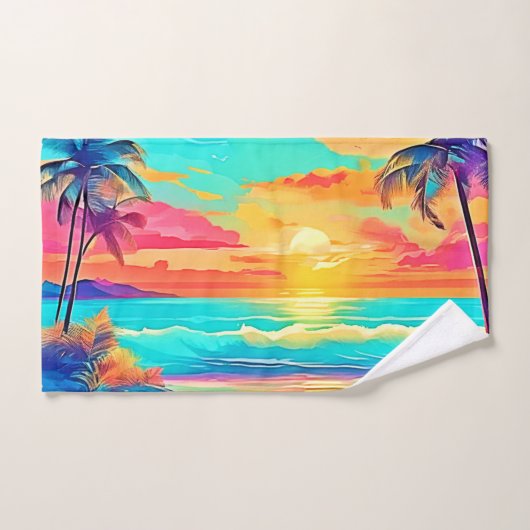 Rainbow Sunset Beach Bad Handdoek (Handdoek)