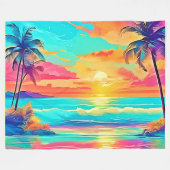 Rainbow Sunset Beach Fleece Deken (Voorkant (Horizontaal))
