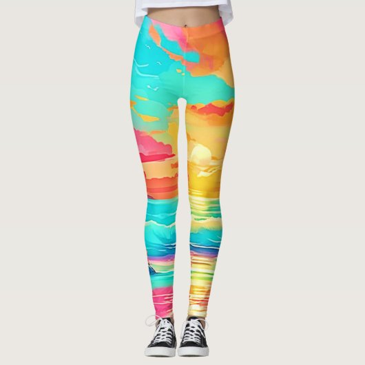 Rainbow Sunset Beach Leggings (Voorkant)