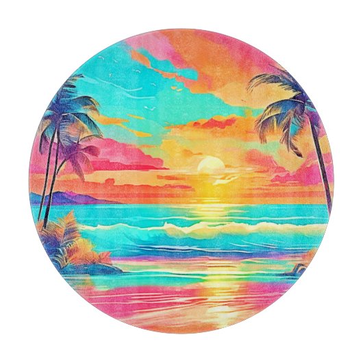 Rainbow Sunset Beach Snijplank (Voorkant)