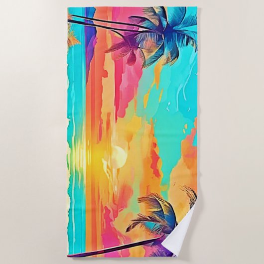 Rainbow Sunset Beach Strandlaken (Voorkant)