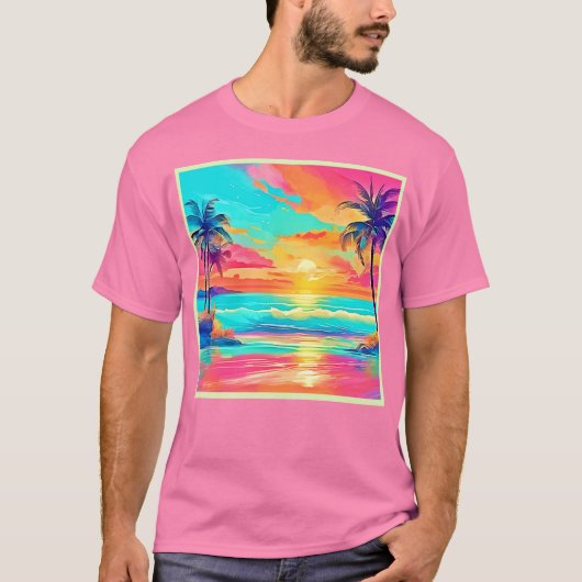 Rainbow Sunset Beach T-shirt (Voorkant)