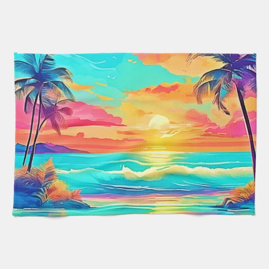 Rainbow Sunset Beach Theedoek (Horizontaal)