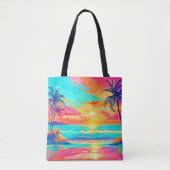 Rainbow Sunset Beach Tote Bag (Voorkant)