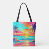 Rainbow Sunset Beach Tote Bag (Achterkant)