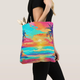 Rainbow Sunset Beach Tote Bag