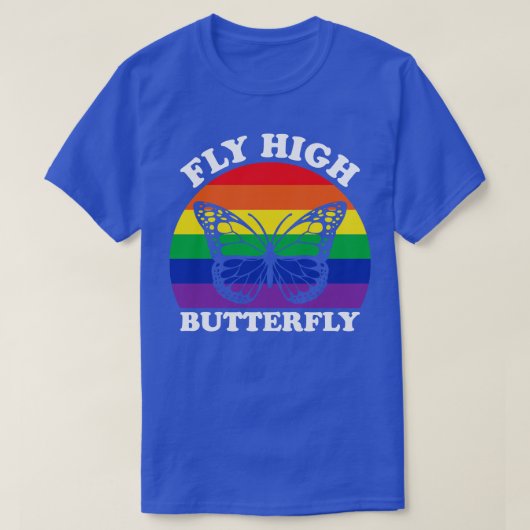 Rainbow Sunset Fly High Butterfly T-shirt (Design voorkant)