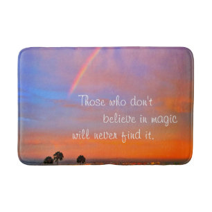 Rainbow Sunset Photo Believe in Magic Quote Script Badmat