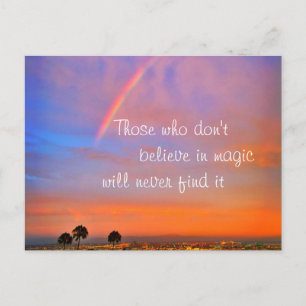 Rainbow Sunset Photo Believe in Magic Quote Script Briefkaart