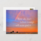 Rainbow Sunset Photo Believe in Magic Quote Script Briefkaart (Voorkant / Achterkant)