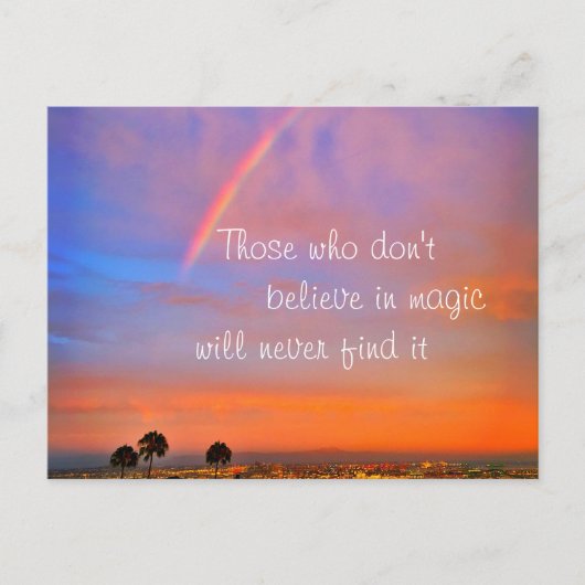 Rainbow Sunset Photo Believe in Magic Quote Script Briefkaart (Voorkant)
