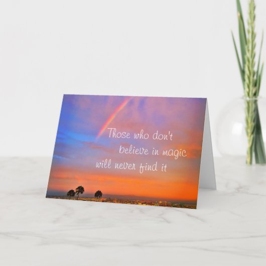Rainbow Sunset Photo Believe in Magic Quote Script Kaart (Voorkant)