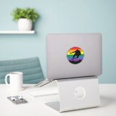 Rainbow Sunset Skateboard 4" Kiss Cut Vinyl Sticker (Laptop op bureau)