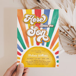 Rainbow Sunshine Baby shower Hier komt de zoon Kaart