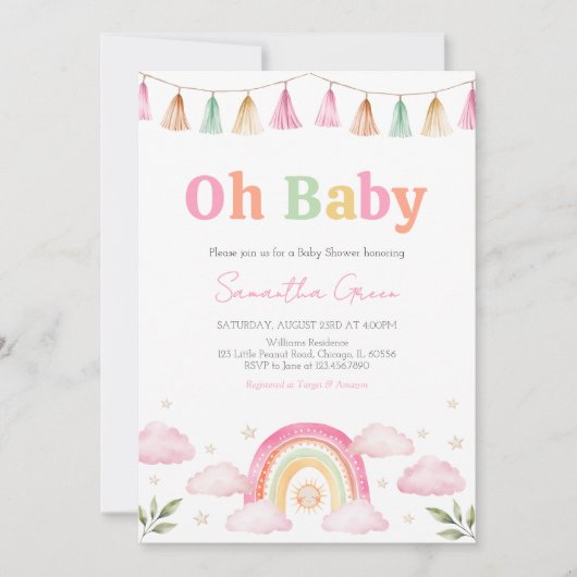 Rainbow Sunshine Baby shower Kaart (Voorkant)