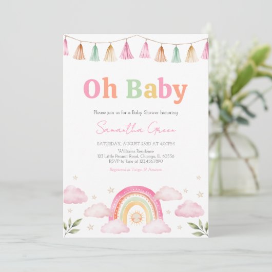 Rainbow Sunshine Baby shower Kaart (Staand voorkant)