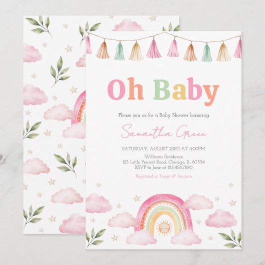 Rainbow Sunshine Baby shower Kaart (Voorkant / Achterkant)