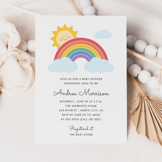 Rainbow Sunshine Baby shower Kaart