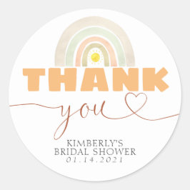Rainbow Sunshine Boho Baby shower Dank u wel Ronde Sticker