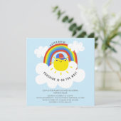 Rainbow Sunshine Boys Baby shower Uitnodiging (Staand voorkant)