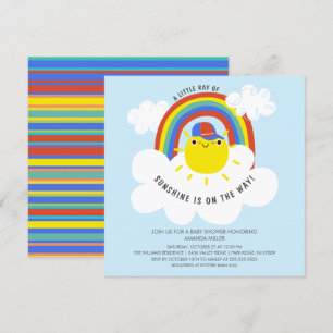 Rainbow Sunshine Boys Baby shower Uitnodiging