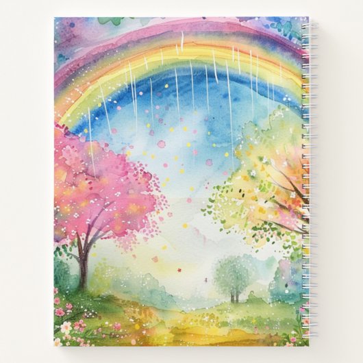 Rainbow Sunshine en Rain Custom Name Notitieboek (Achterkant)