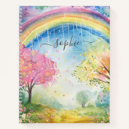 Rainbow Sunshine en Rain Custom Name Notitieboek
