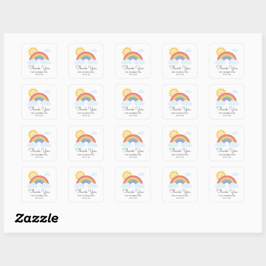 Rainbow Sunshine Favoriet Dank u Vierkante Sticker (Vel)